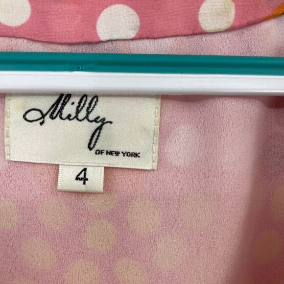 Milly Empire Waist Mini Dress Women's 4 Multicolor Polka Dot Embellished Silk - Picture 3 of 16